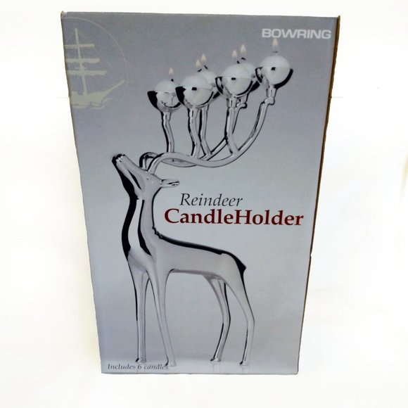 Bowring Silver Plated Reindeer Candle Holder & Candles-With Box - Picture 2 of 12